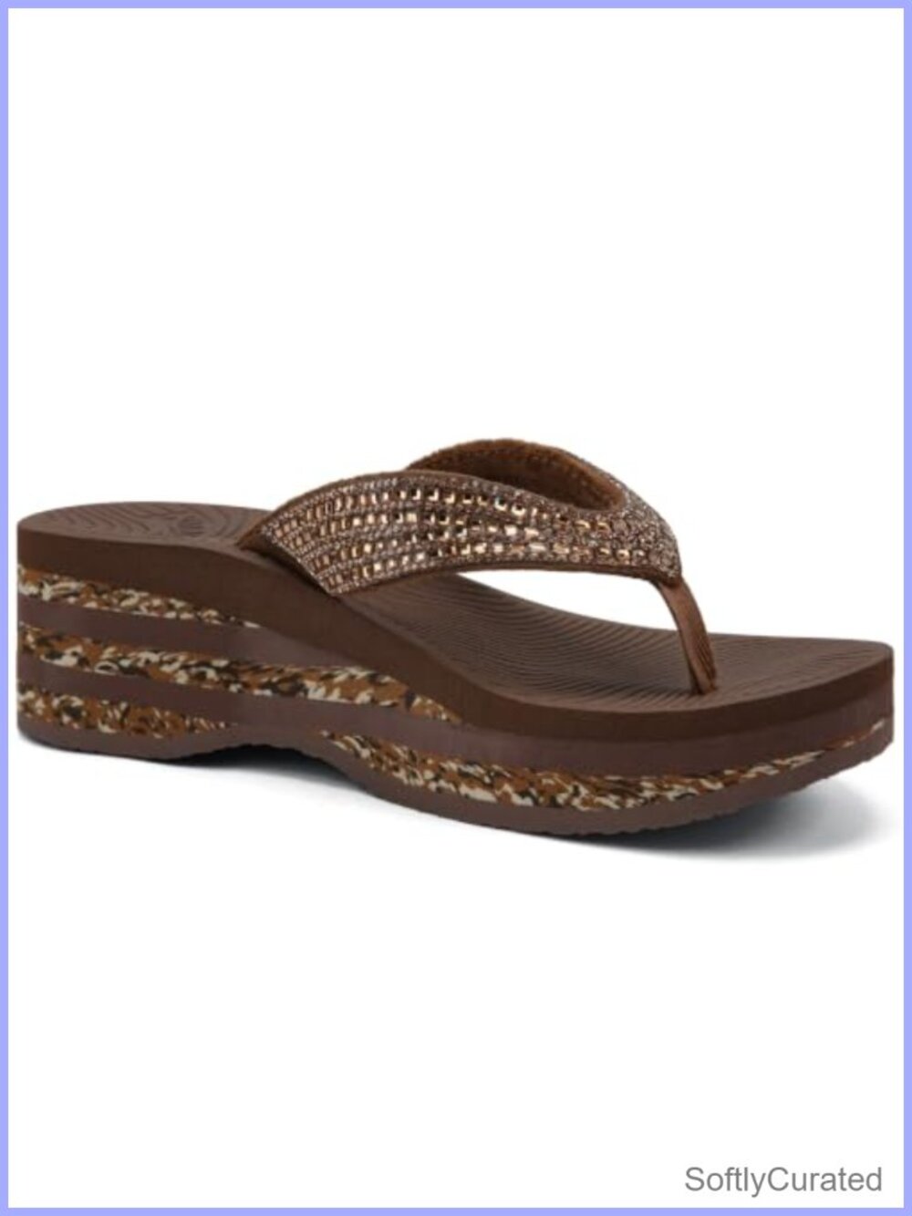 Rhinestone Wedge Platform Flip Flops Yoga Mat Arch Support Sandals